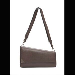 Calvin Klein Brown Basalt Asymmetrical Crossbody Bag with Adjustable Strap